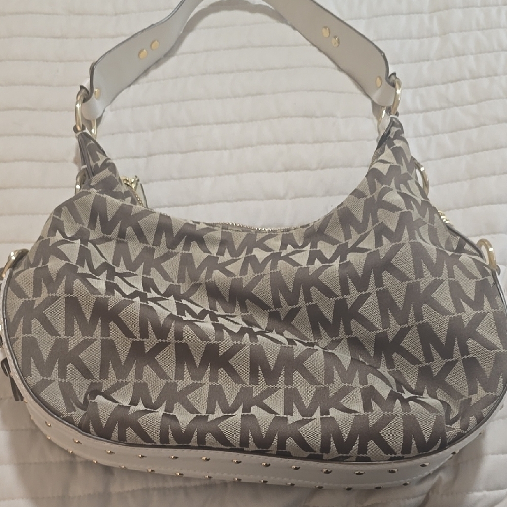 Michael Kors Brown and Cream Shoulder Bag with Iconic Logo